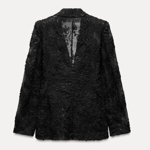 ZARA STRUCTURED SEQUINS SEMI-SHEER BLAZER